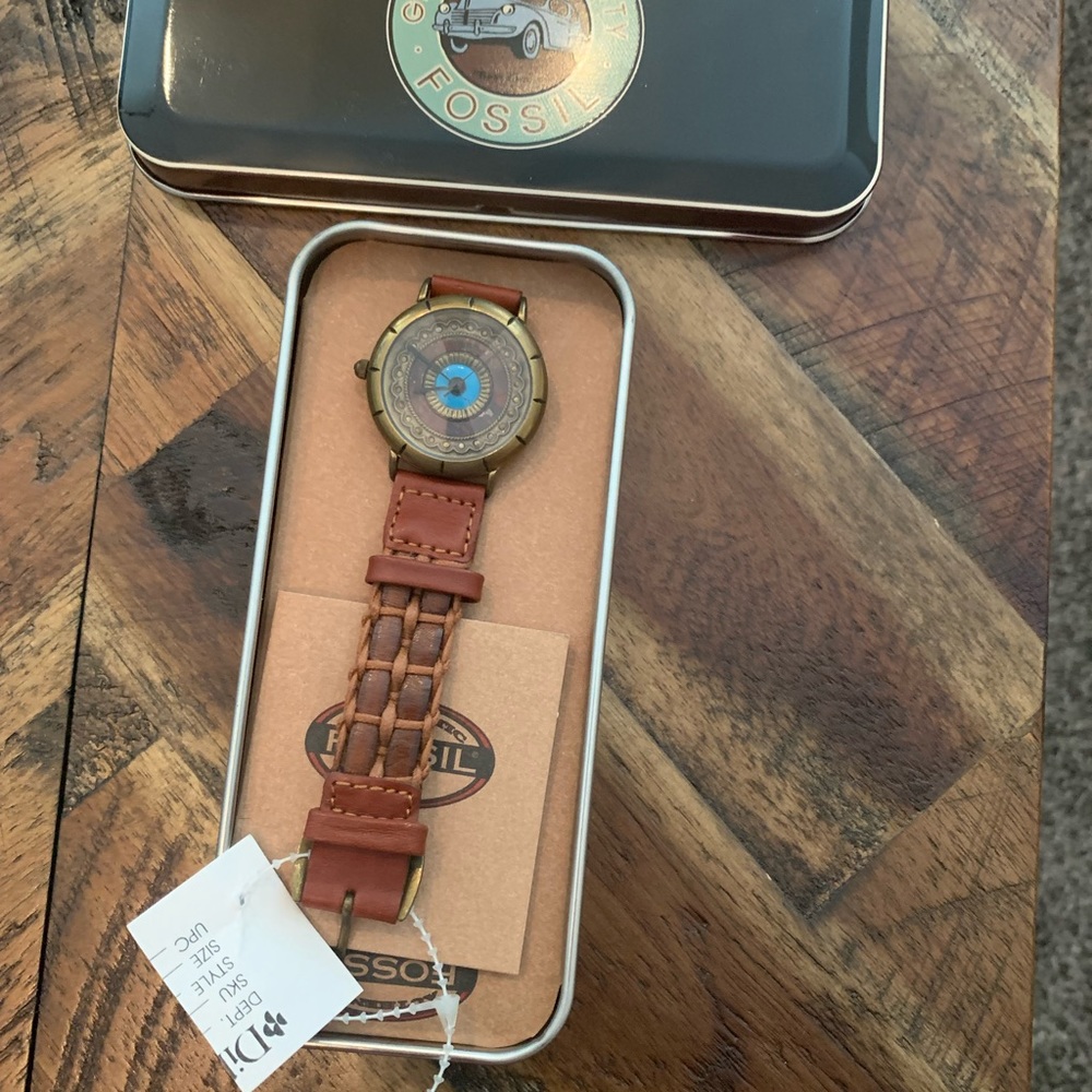 Vintage Fossil Watch with Original Tin Brand New with Tags